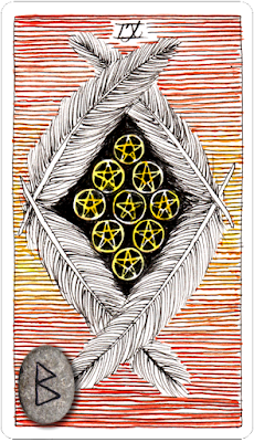 The Wild Unknown Tarot, Nine of Pentacles. Runes. Berkano The Wild Unknown Tarot, Nine of Pentacles. Runes. Berkano