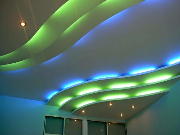 POP false ceiling design for living room, decorative ceiling LED lights