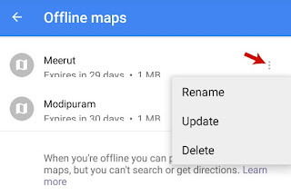 Rename, update and delete offline maps