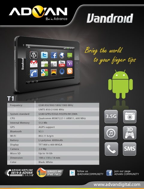 SYSCOM ADVAN TABLET VANDROID 3.5G BISA TELP.Harga 