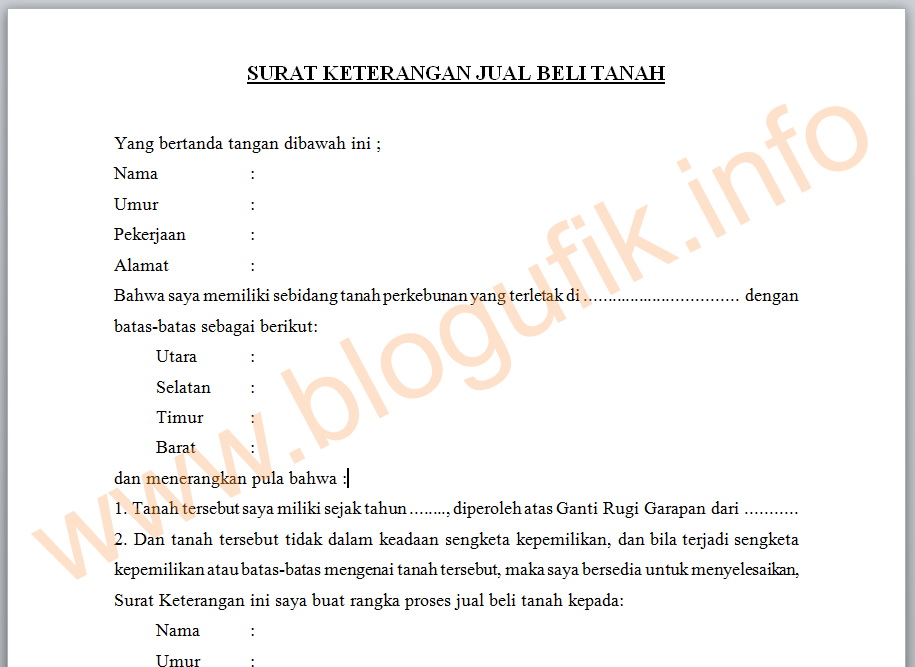 Contoh Surat Pernyataan Kepemilikan Tanah Simak Gambar Berikut