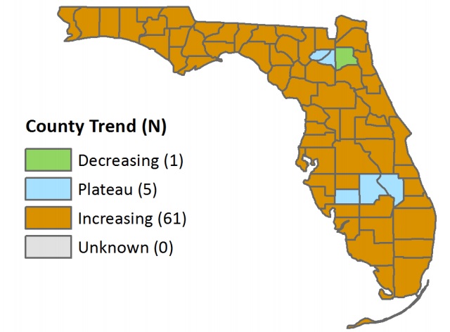 2017-2018  Flu Season Florida Map