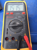 Nomad 7 open voltage of 15.15Vdc as displayed by a digital volt meter.