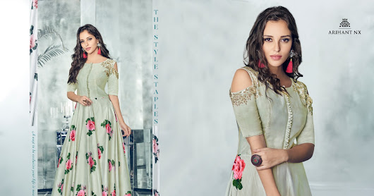 Party wear Designer Gown | Wedding Designer Long Dress - Navratri Sale | Yuvati Salwars - Online Handloom Salwar Shop