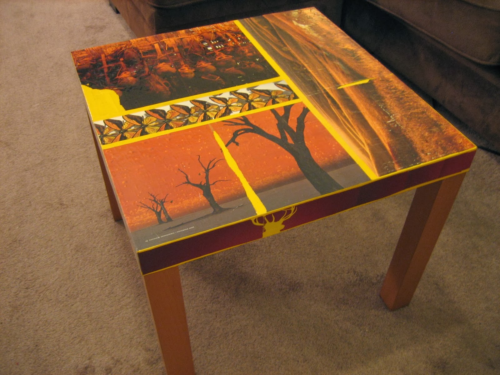 JoeSoCookbook Decoupage Lack Table with National Geographic Collage