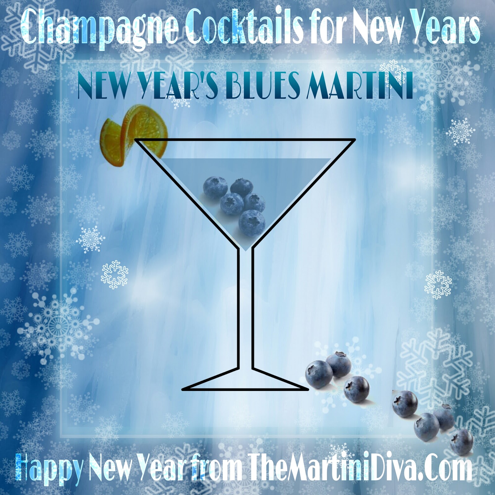 The MARTINI DIVA SPARKLING NEW YEARS BLUES MARTINI COCKTAIL