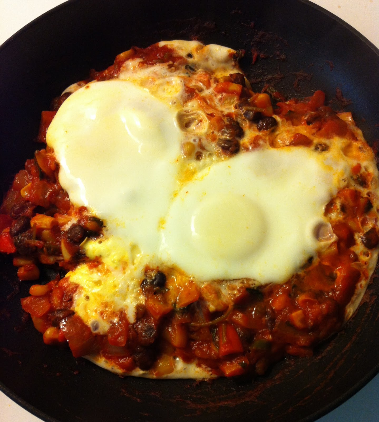 Cheap Not Frugal Eats Leftover Power Eggs Simmered in Tomato Sauce