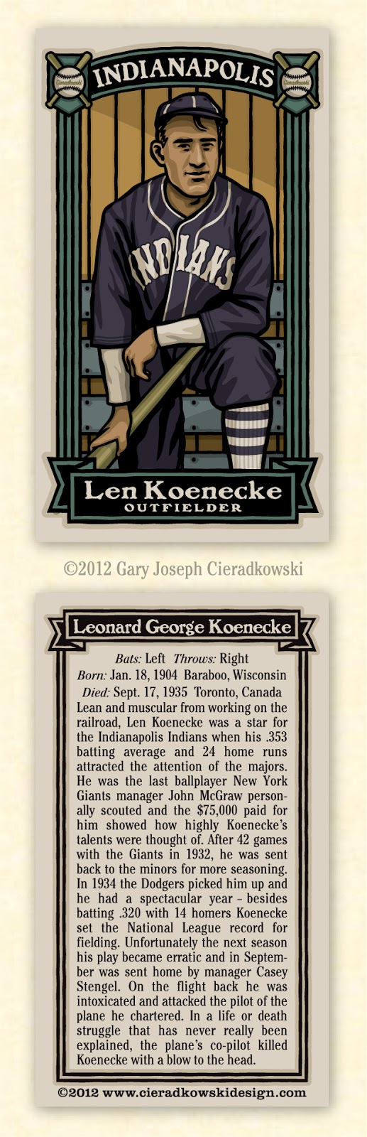 The Infinite Baseball Card Set: Len Koenecke Re-Post: 80 Years Ago Today...