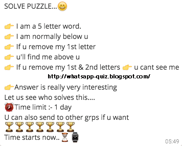 whatsapp quiz solution from ram five letter word