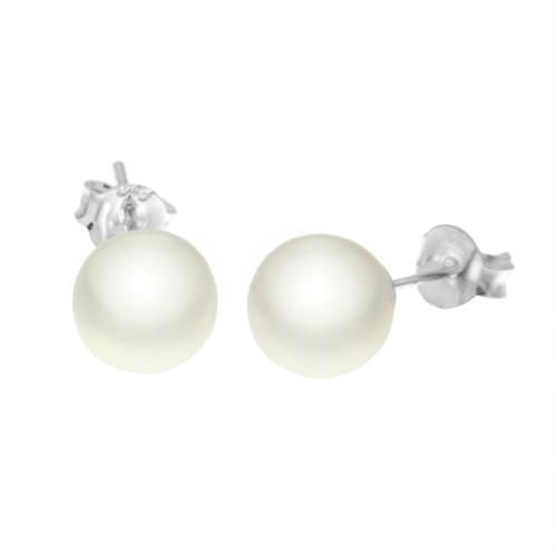 8mm Silver Pearl Earrings
