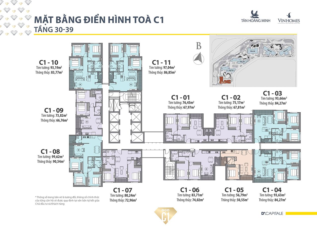 Mặt bằng C1 tầng 30-39