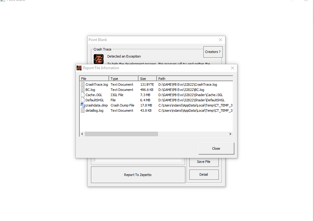 Exception detected. Поинт бланк crash trace не запускается. dbd ошибка crash detected.