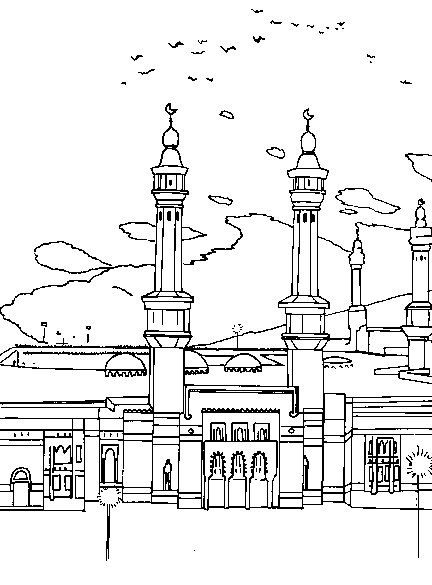 Kumpulan Sketsa Islami Lomba Mewarnai Gambar Masjid