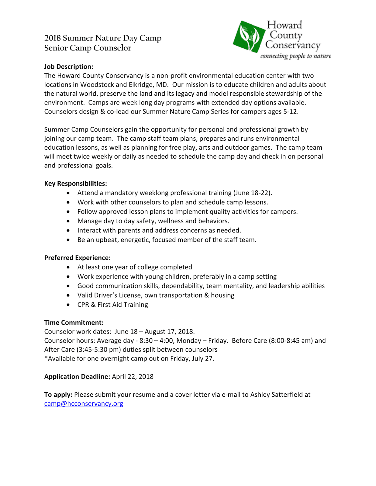 ENST Internship & Job News: Summer Nature Day Camp Counselor ... ENST Internship & Job News: Summer Nature Day Camp Counselor ...