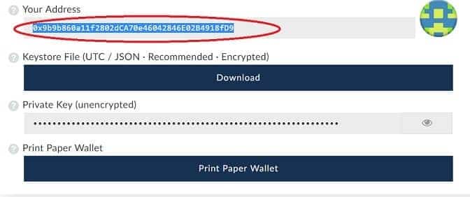 Dirección personal monedero ethereum Dirección personal My Ether Wallet para guardar Substratum SUB