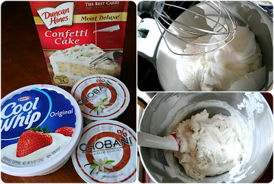 I saw the idea for this recipe on Pinterest (where else?!) The girls and I LOVE cake batter ice cream, so I knew the whole family would love this dip. Talk about EASY. Try this simple, sweet dip at your next gathering. It will be a hit!
