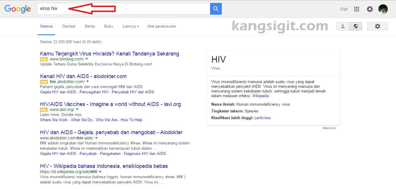 Pencarian dengan keyword Virus HIV