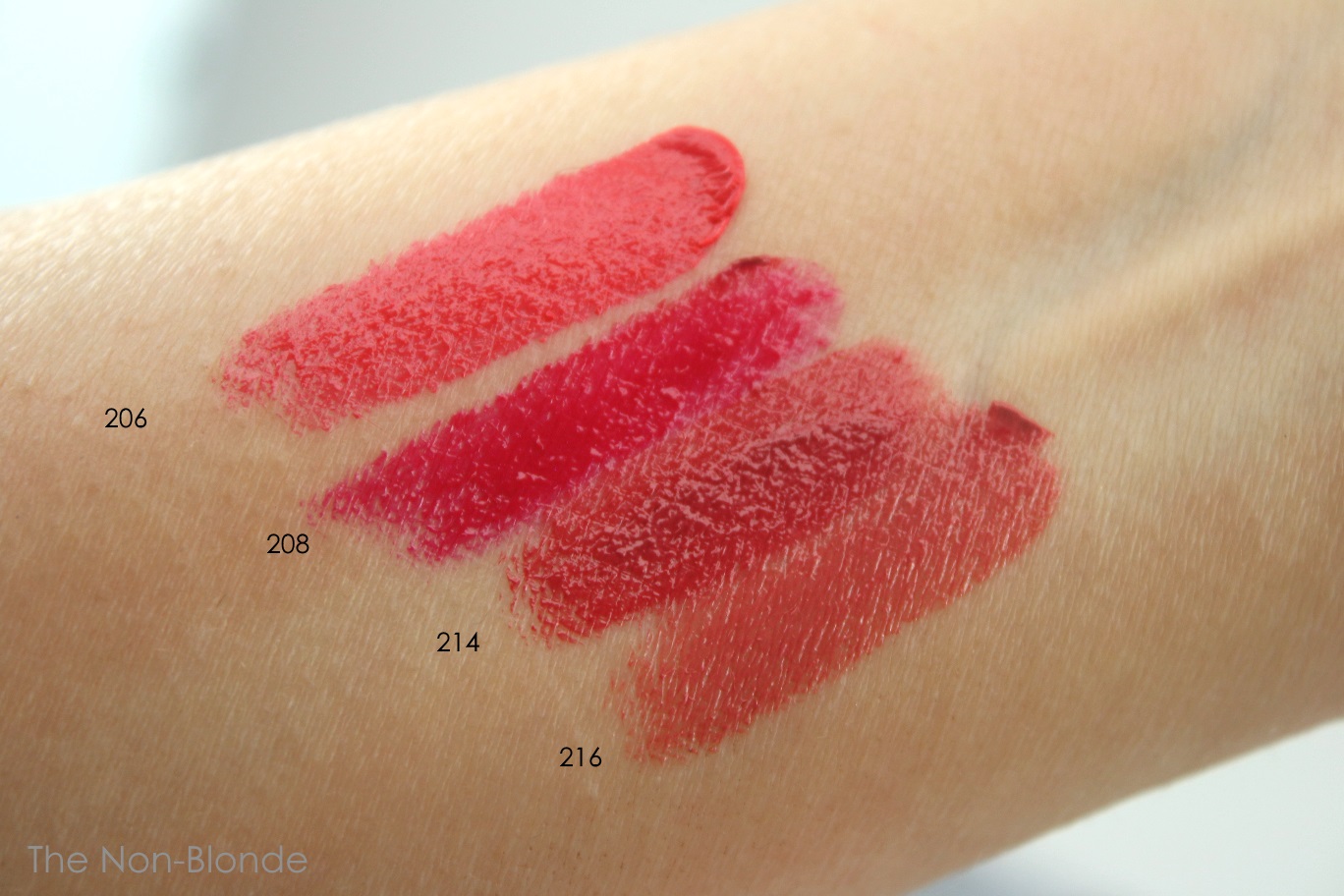 The Non-Blonde: Chanel Rouge Coco Stylo Complete Care Lip Shine 206, 208,  214, 216