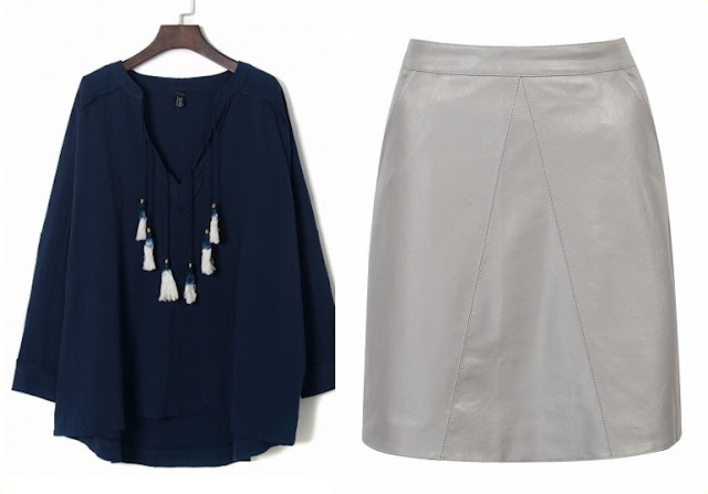 grey leather skirt