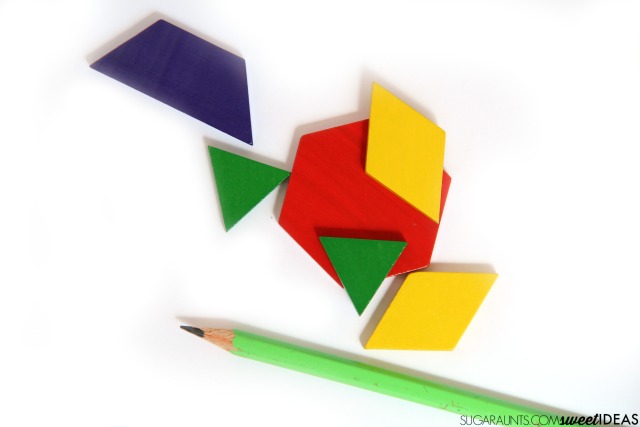 Work on handwriting skills using tangrams to address the visual perception skills needed for written work.