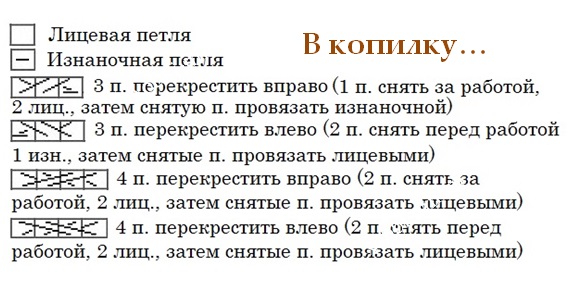 условные обозначения vyazanie prostoi uzor spicami iz licevih i iznanochnih petel
