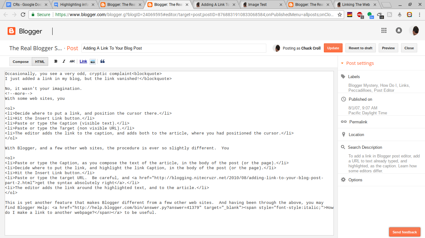 Adding A Link To Your Blog Post