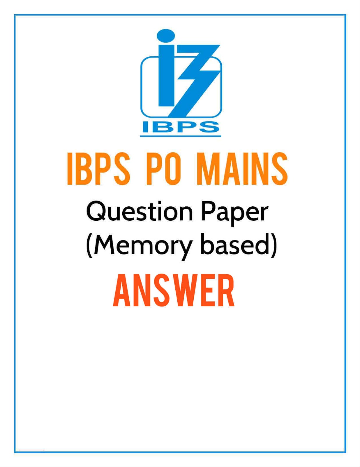 IBPS PO Mains Question Paper Answer Download PDF IBPS PO Mains Question Paper Answer Download PDF