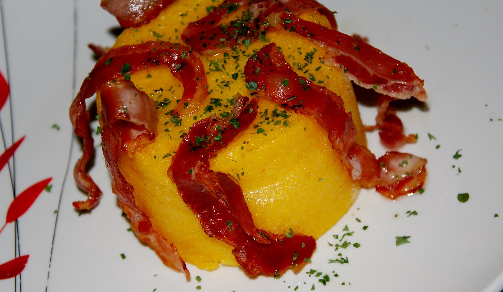 ma cuisine : Galette de polenta au brie et sont bacon griller