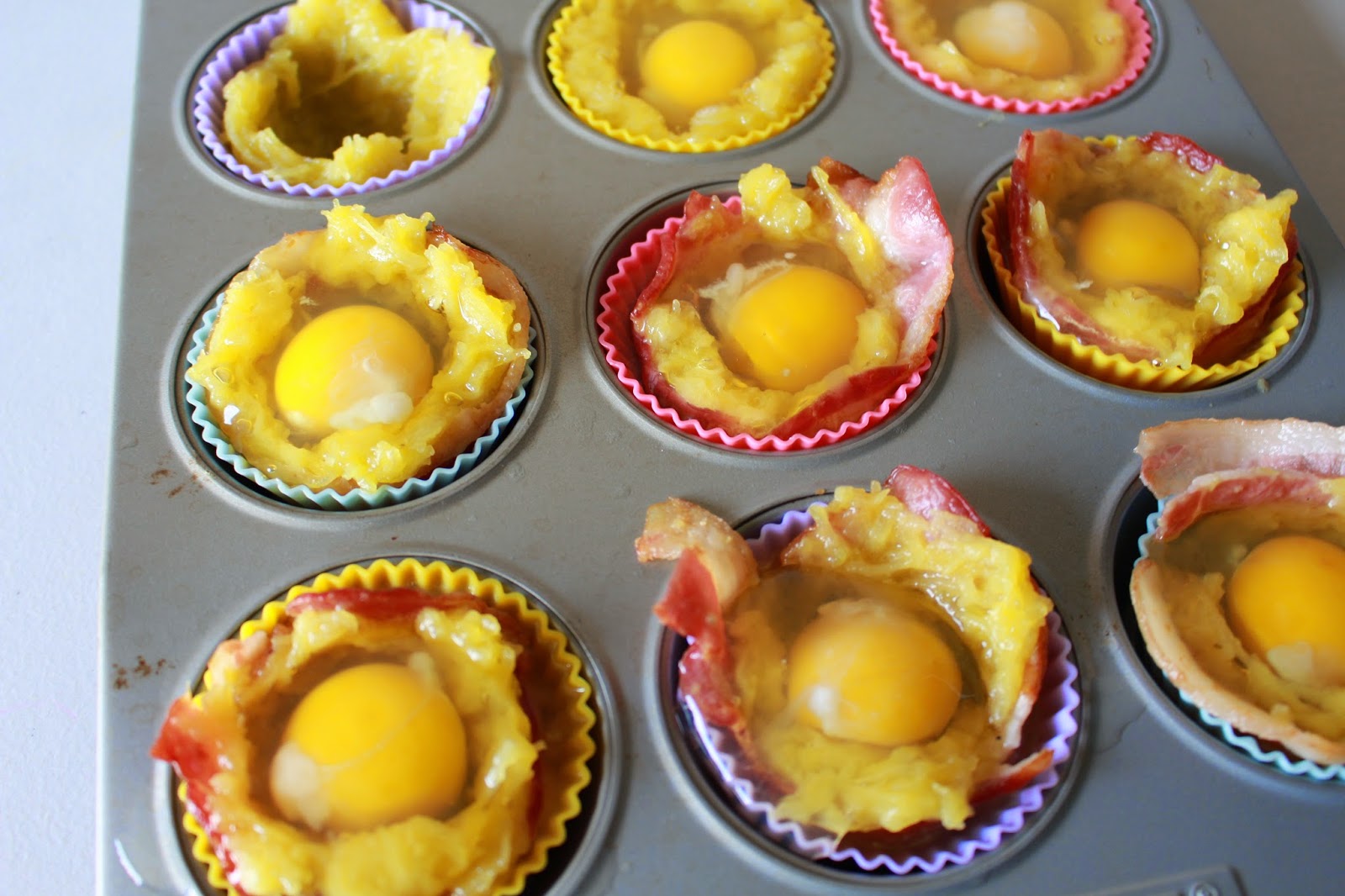 X.O.happyhealthyfoodie Bacon, Egg, and Squash Nests