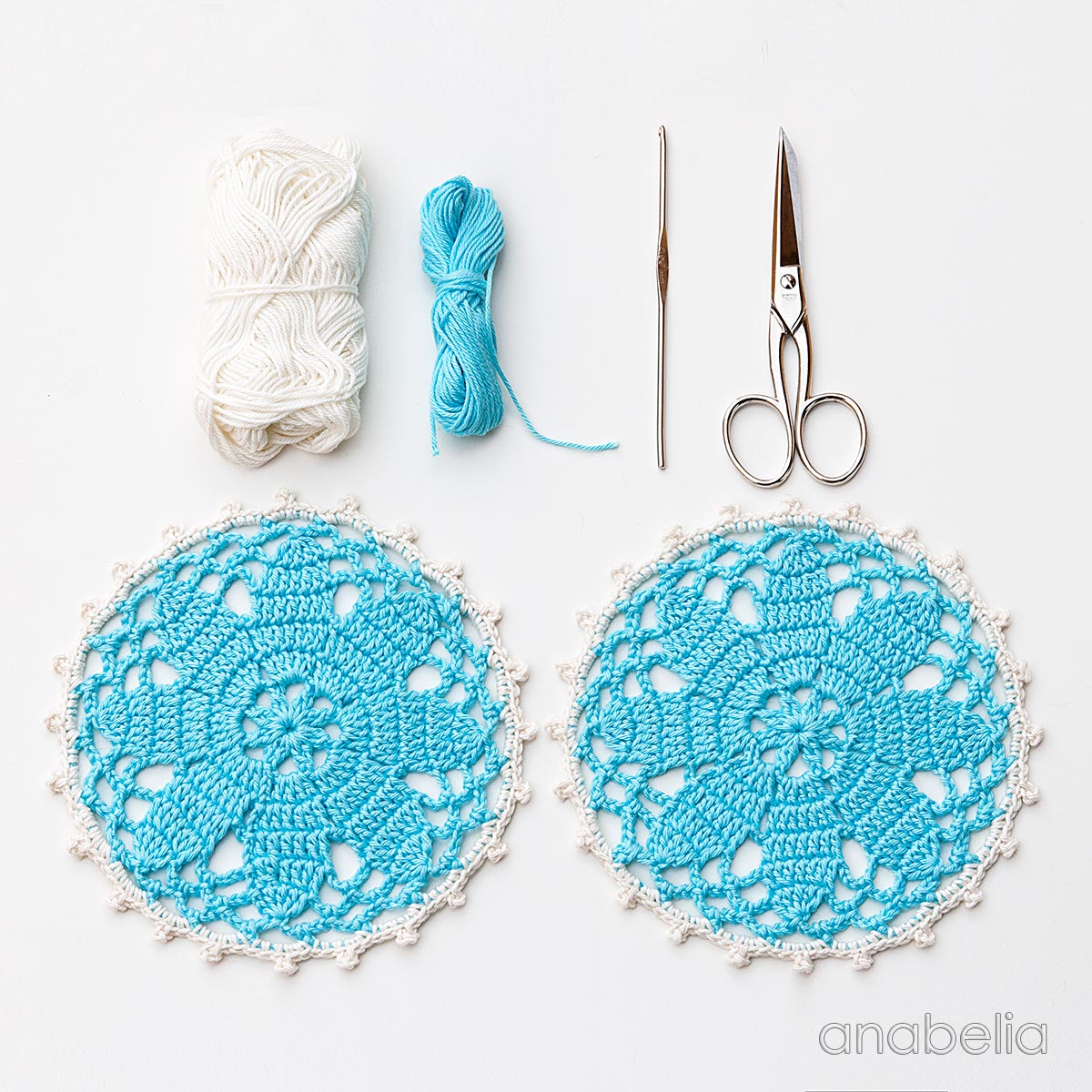Anabelia craft design Crochet flower motif and mini doilies in my