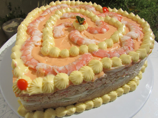 Tarta fría de langostinos