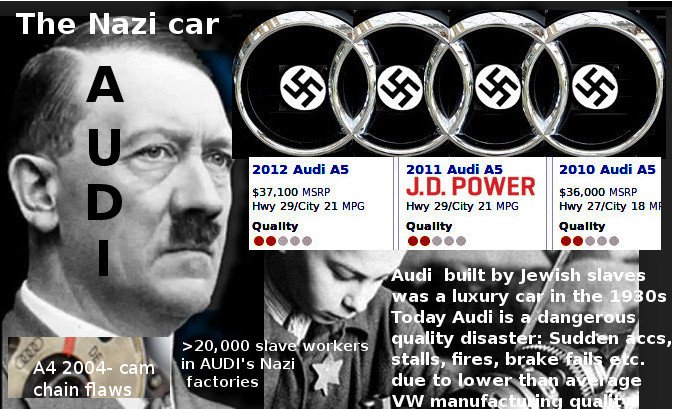 Audi built by Jewish slaves in 1930s - today a quality disaster