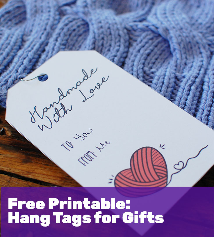 Free Printable Gift Tags - Hand knit with Love