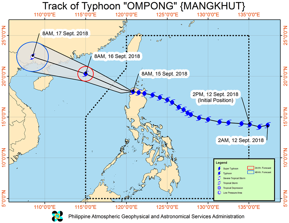 Typhoon Ompong weakens, to exit PAR tonight – PAGASA