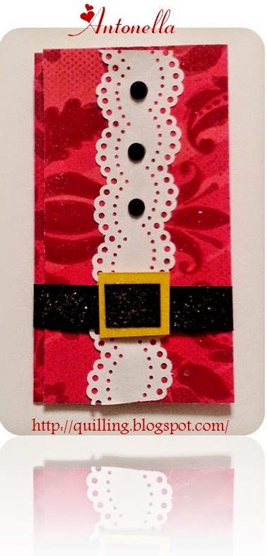 Nifty Santa Suit Gift Card Holder from Antonella at www.quilling.blogspot.com