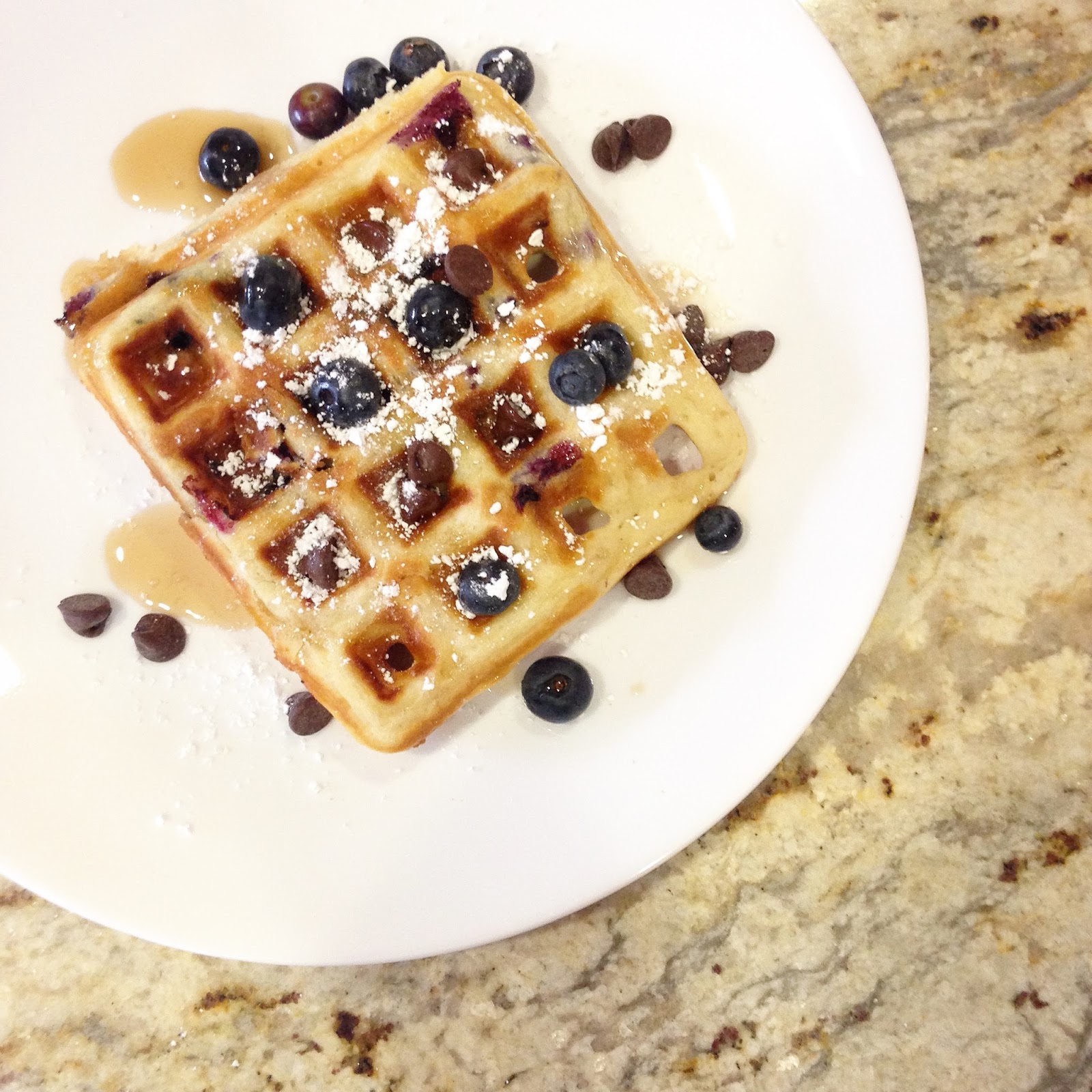 Maple and Mint Chocolate Chip Blueberry Waffles ready in 20 minutes