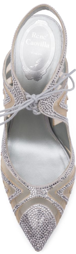 Rene Caovilla Mesh & Strass Point-Toe Slingback Sandals