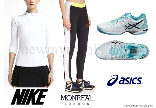 Kate Middleton Wore NIKE Baseline Half-Zip women's tennis top - MONREAL LONDON Side Panel Track Pants - ASICS Gel Solution Speed Trainers