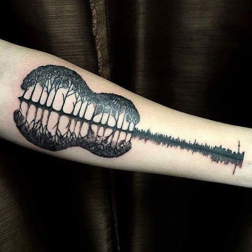 Árvore de Guitarra de Braço de Tatuagem para Homens