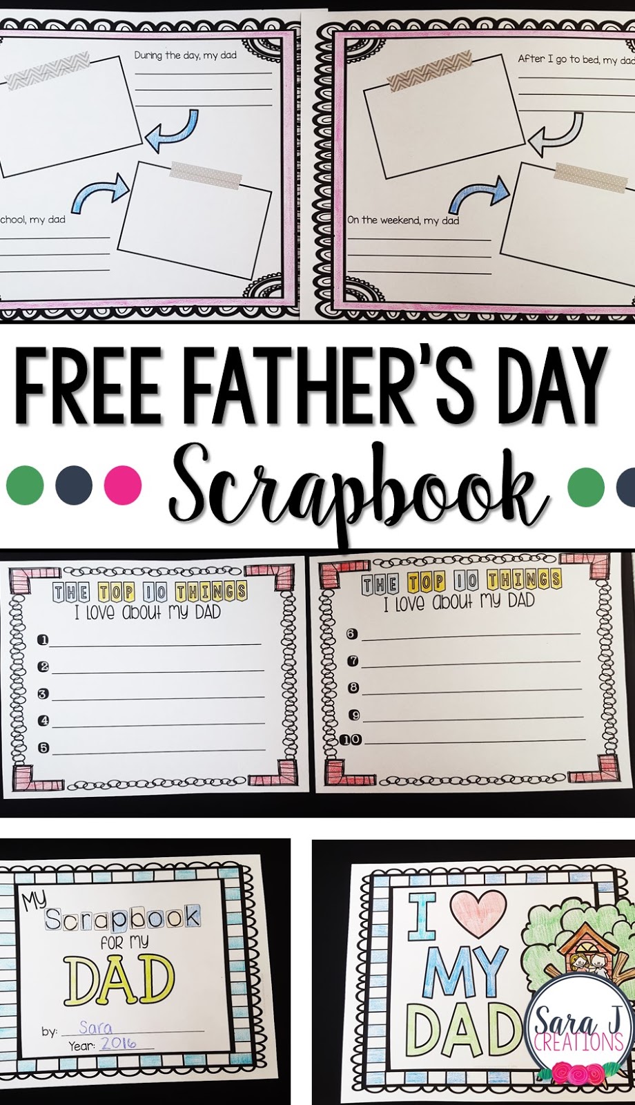 Free Father's Day printable scrapbook!  A cute way for children to show their dad how much they love him and how they view him from their perspective.