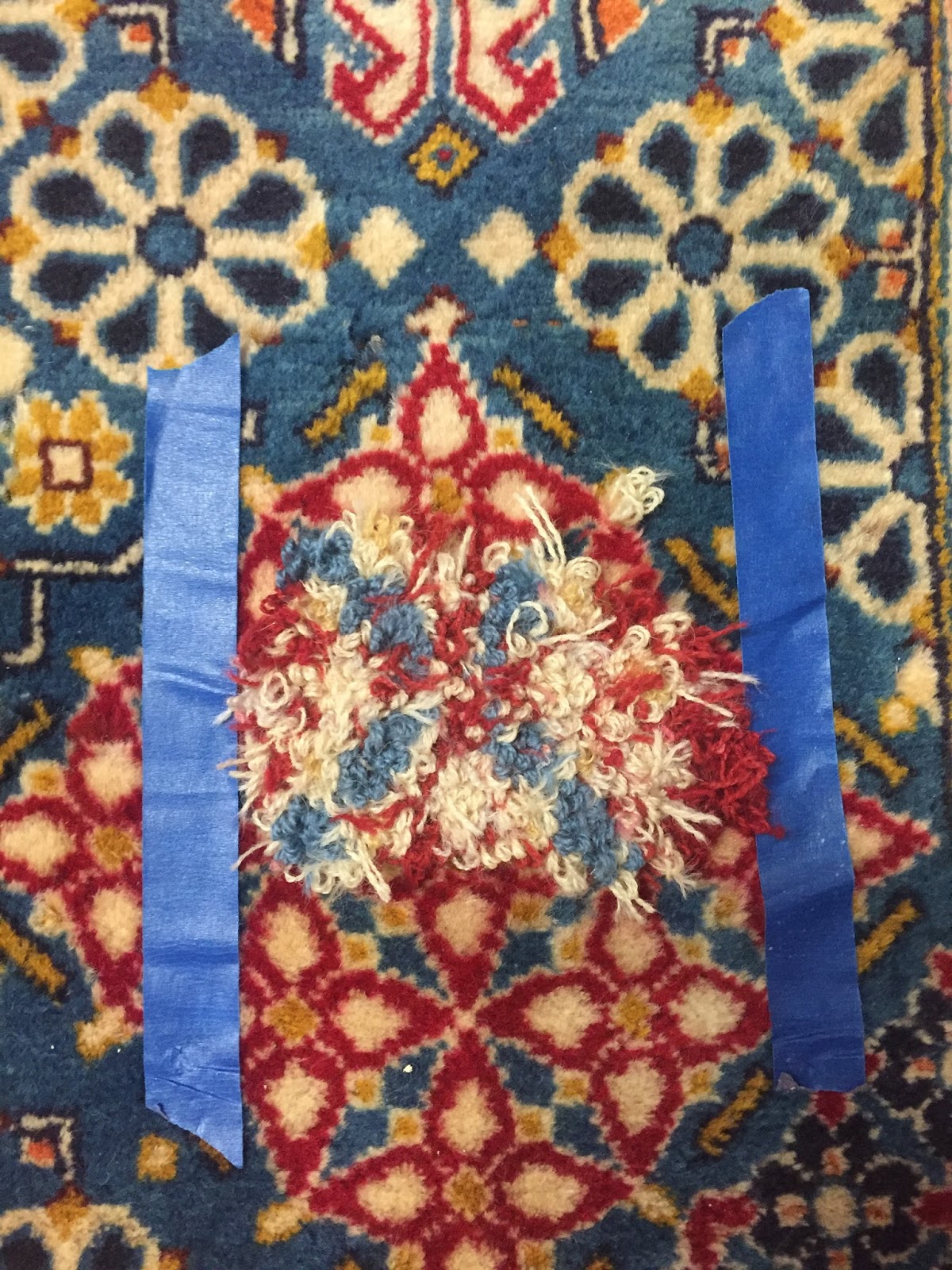 Moth Damage Persian Rug Repair