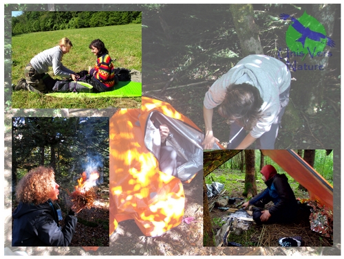 patchwork des diffèrents moments d'un stage de survie weekend survie stage jura rhone ain bourgogne unisversnature 39