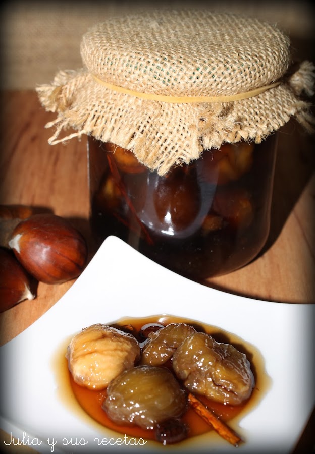 Castañas en almibar
