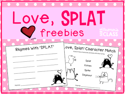 FREE Love, Splat literacy activities, perfect for Valentine's Day in the classroom! #freebies #kindergarten #1stgrade #valentinesday #splatthecat