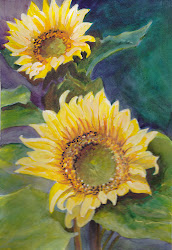 sunflowers watercolor painting copy bunny artwork
