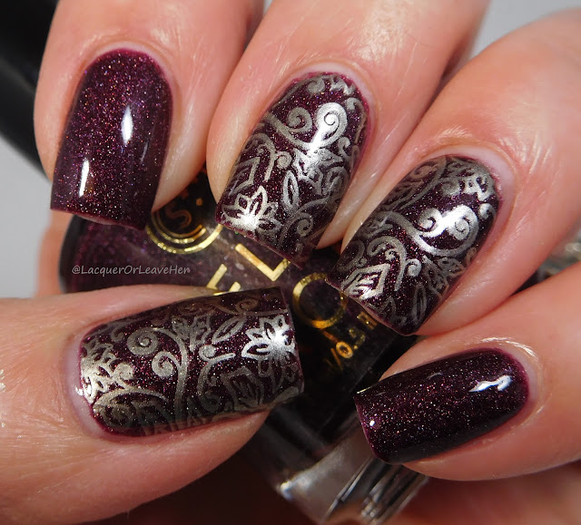 Stella Chroma Merlot Ho Ho stamped with UberChic Beauty Happy Christmas