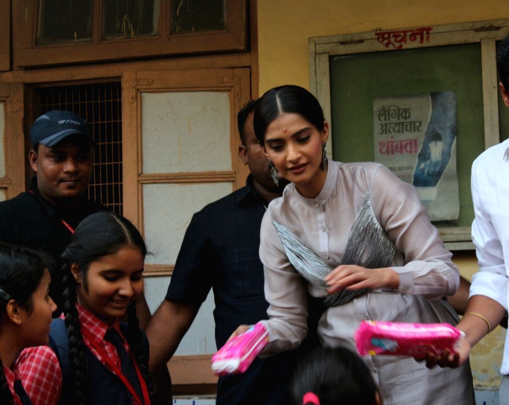 Actress Sonam Kapoor at the promotion of Hindi Film PadMan