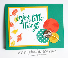 Stampin' Up! Every Occasions Layering Love fall autumn card + Video and tips for creating the copper button with embossing powder #stampinup www.juliedavison.com