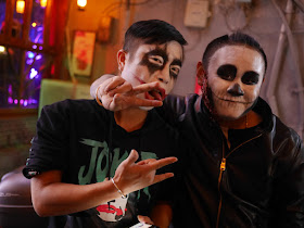 two young men dressed up for Halloween in Changsha