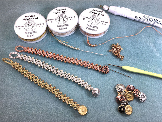 Turkish Flat Bead Crochet Bracelet Tutorial with Metallic Cord